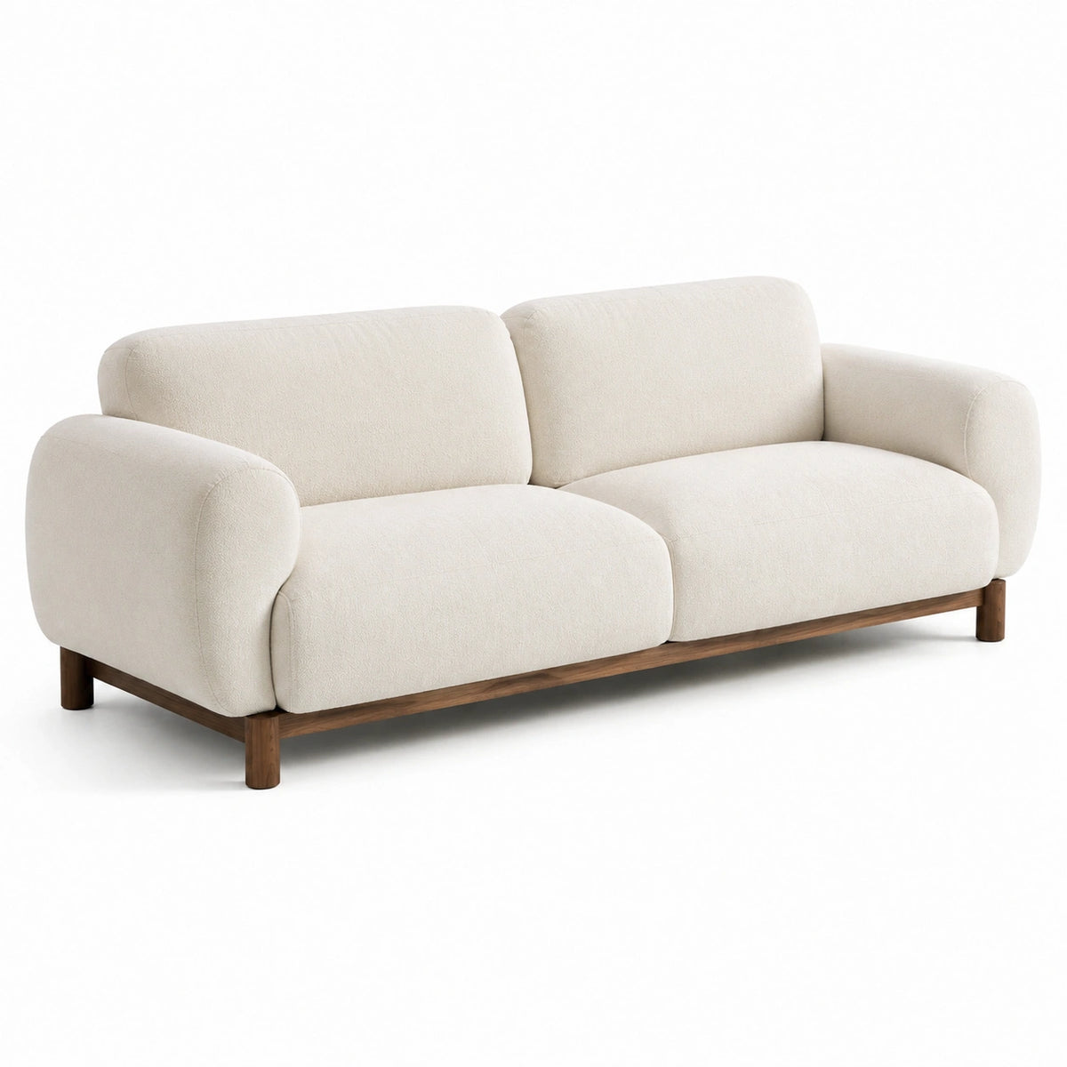2-Sitzer-Sofa 180 × 90 × 82 cm in Creme mit dunkelbraunem Holzgestell
