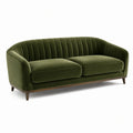 Retro-Sofa für 2 Personen, 180 × 85 × 78 cm, Samt in Olivgrün mit braunen Holzfüßen
