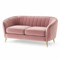 2-Sitzer-Sofa aus rosa Samt mit goldfarbenen Metallfüßen, 150 × 78 × 78 cm