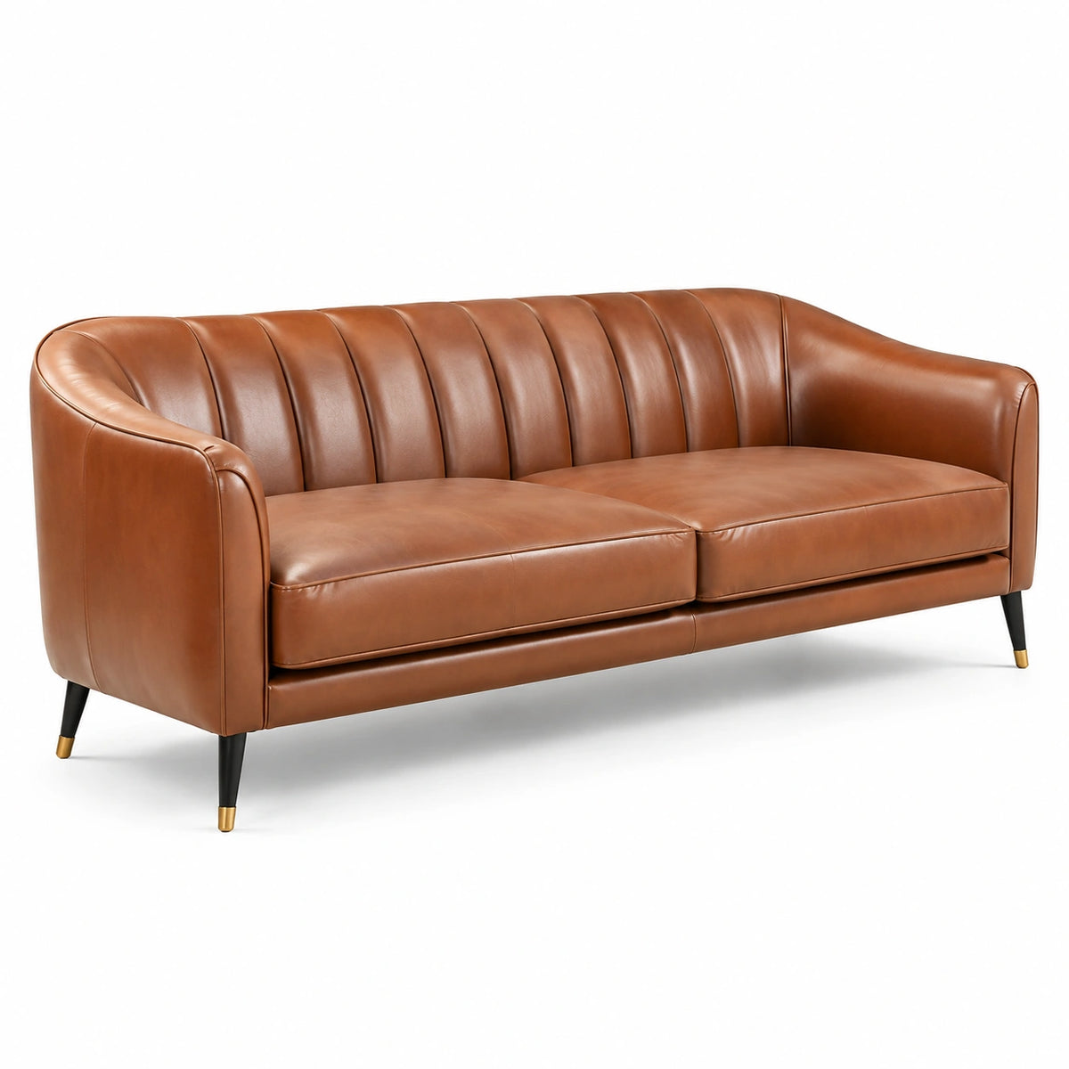 Modernes 2-Sitzer-Sofa in Braun mit Lederoptik, 180 × 85 × 78 cm