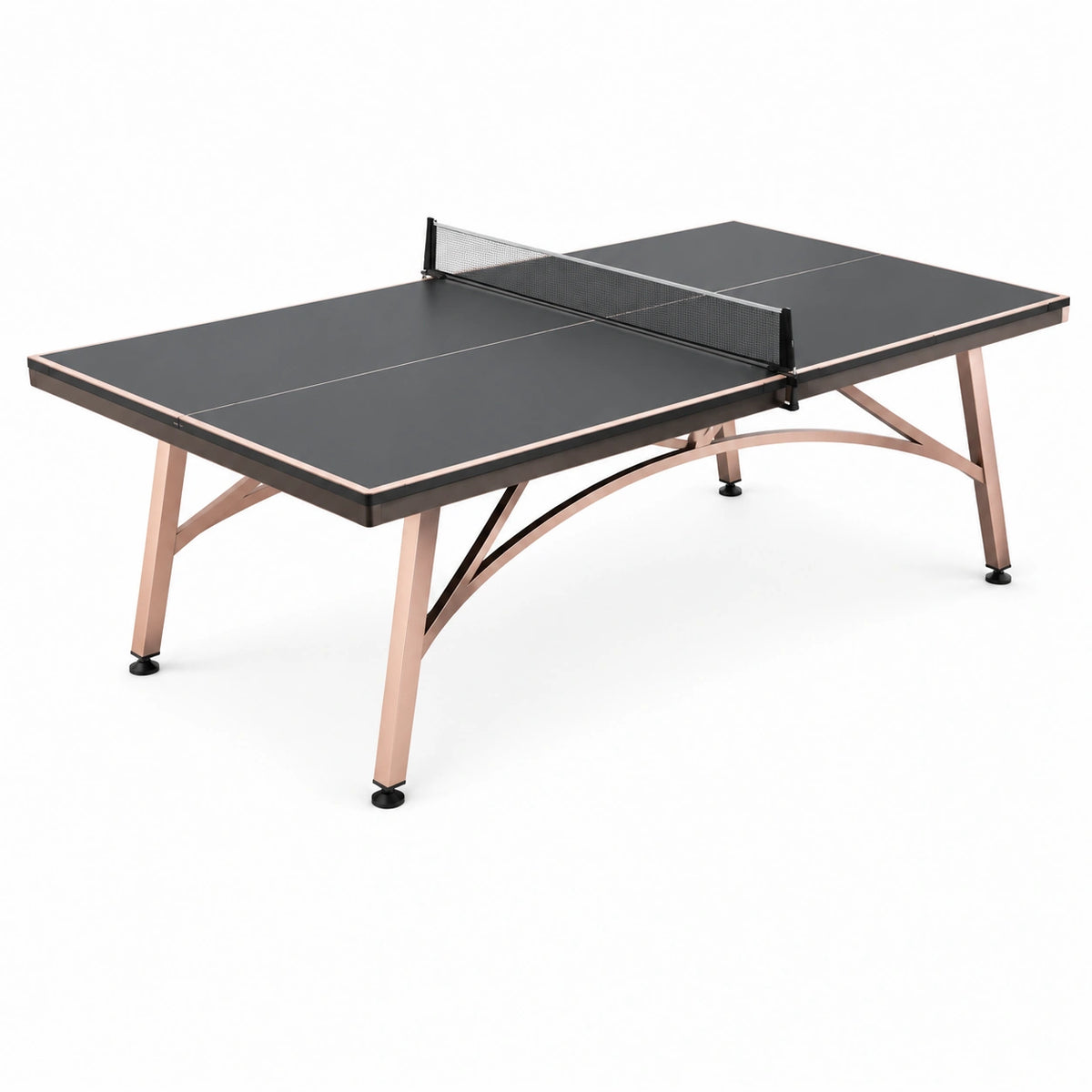 Tischtennistisch 274 x 152,5 x 76 cm Schwarz/Roségold mit Metallgestell und Netz