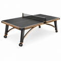 Tischtennisplatte 274 x 152,5 x 76 cm mit Netz und Rollen, Schwarz/Braun