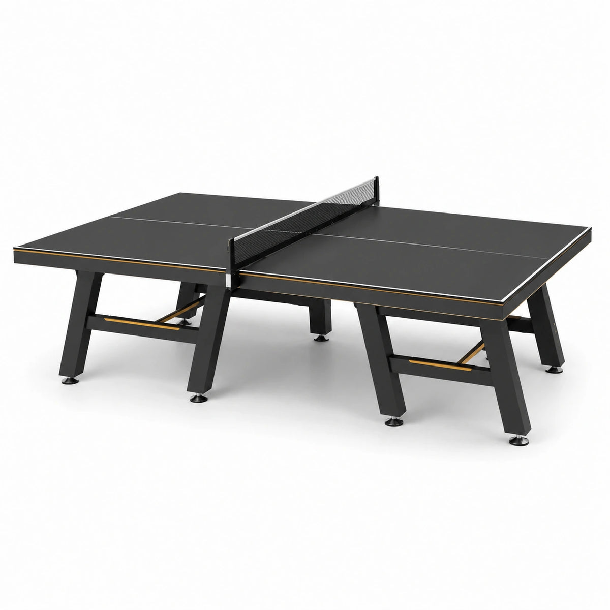 Tischtennistisch für Innenräume mit Netz, 274 x 152,5 x 76 cm, Schwarz/Gold/Weiß