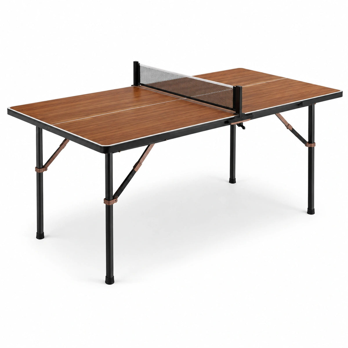 Tischtennistisch 274 × 152,5 × 76 cm in Braun/Schwarz mit Netz und Metallgestell