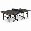 Klappbare Tischtennisplatte 274 × 152,5 × 76 cm mit Netz, Rollen und Feststellfunktion, Schwarz/Braun