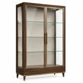 Klassische Vitrine aus Holz, Glas und Metall, Dunkelbraun/Gold/Transparent, 100 x 45 x 200 cm, 2 Glastüren