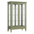 Klassische 2-türige Glasvitrine 90 × 40 × 180 cm in Grün mit goldfarbenen Akzenten