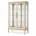 Vitrine in Creme und Gold mit Glastüren, 100 × 45 × 180 cm