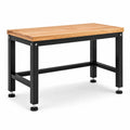 Werkbank im Industriestil, 120 × 60 × 85 cm, Holzplatte Natur und Stahlgestell Schwarz