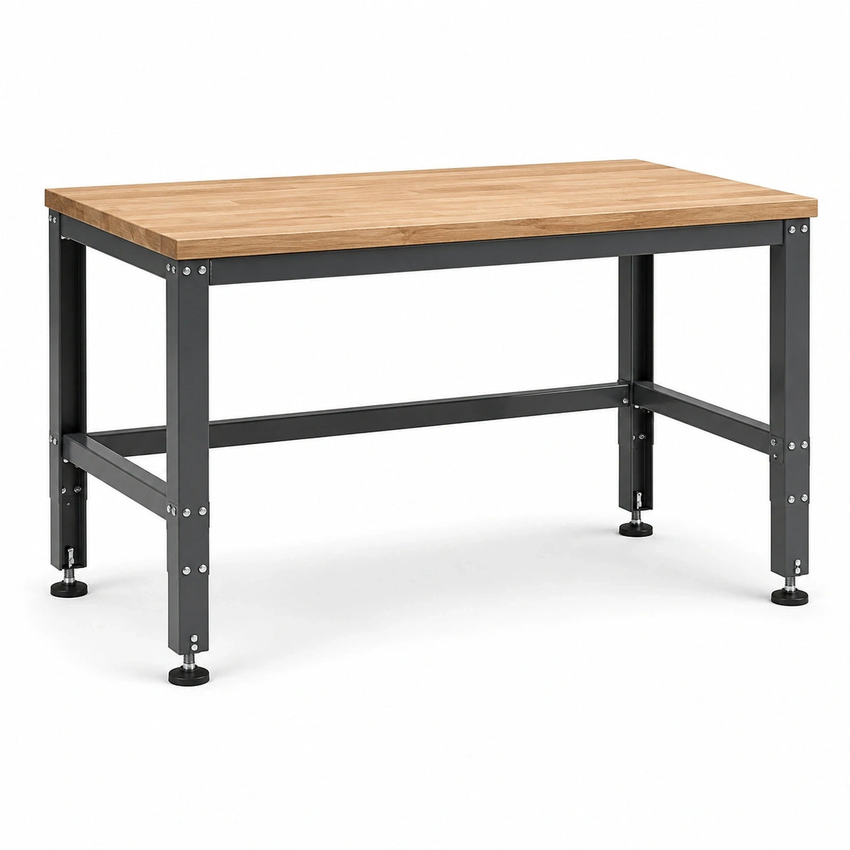 Naturfarbene Holzplatte mit schwarzem Stahlrahmen, 120 x 60 x 85 cm